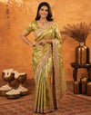 Pista Green Silk Woven Embroidery Stone Work Banarasi Saree