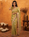 Pista Green Silk Woven Embroidery Stone Work Banarasi Saree