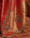 Red Silk Woven Embroidery Stone Work Banarasi Saree
