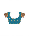 Teal Blue Silk Woven Embroidery Stone Work Banarasi Saree
