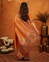 Orange Silk Woven Embroidery Stone Work Banarasi Saree