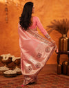 Light Pink Silk Woven Embroidery Stone Work Banarasi Saree