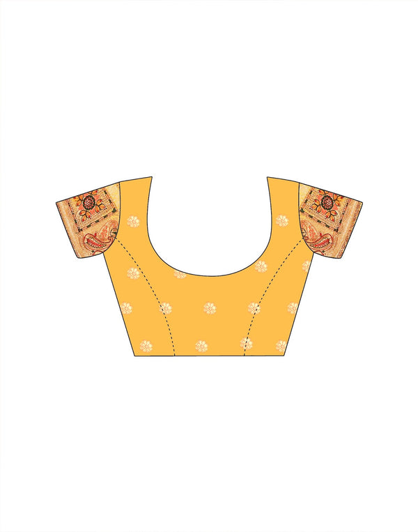 Light Yellow Silk Woven Embroidery Stone Work Banarasi Saree