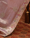 Lavender Silk Woven Embroidery Stone Work Banarasi Saree