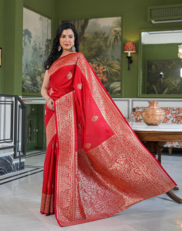 Red Silk Woven Banarasi Saree