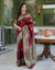 Maroon Silk Woven Banarasi Saree