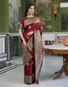 Maroon Silk Woven Banarasi Saree