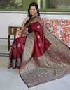 Maroon Silk Woven Banarasi Saree