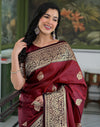 Maroon Silk Woven Banarasi Saree