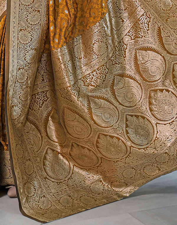 Dusty Mustard Silk Woven Banarasi Saree