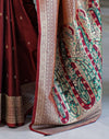 Maroon Silk Woven Banarasi Saree