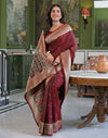 Maroon Silk Woven Banarasi Saree