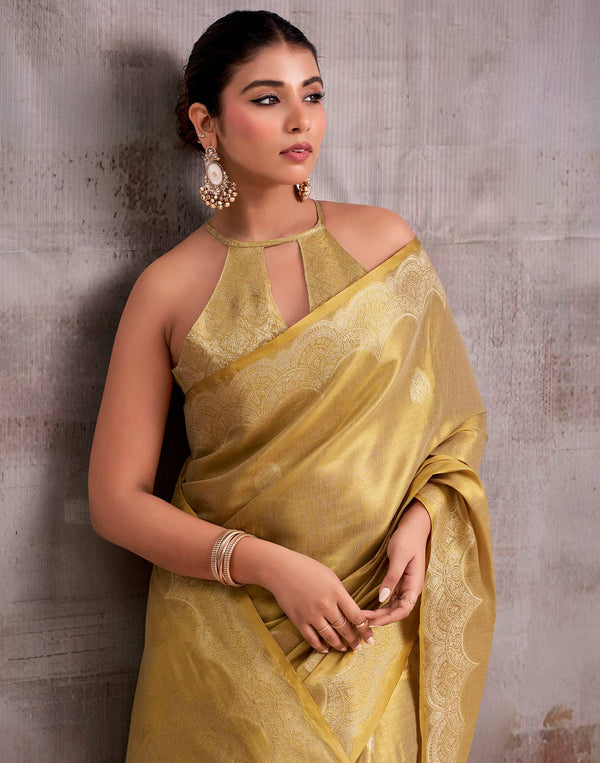 Golden Tissue Silk Woven Banarasi Saree